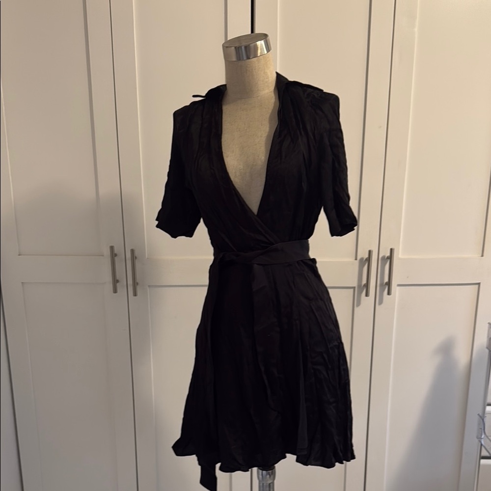Elegant Black mini Wrap Dress